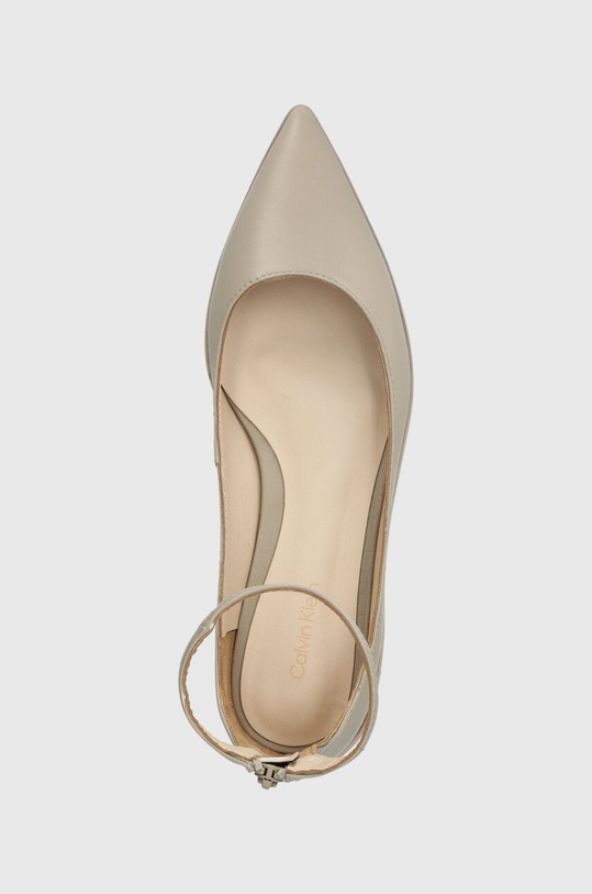 Kožne balerinke Calvin Klein WRAPPED ANKLE STRAP BALLERINA bež HW0HW01840