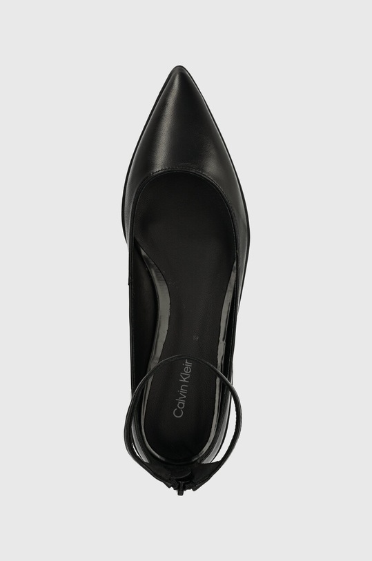 Calvin Klein balerini de piele WRAPPED ANKLE STRAP BALLERINA negru HW0HW01840