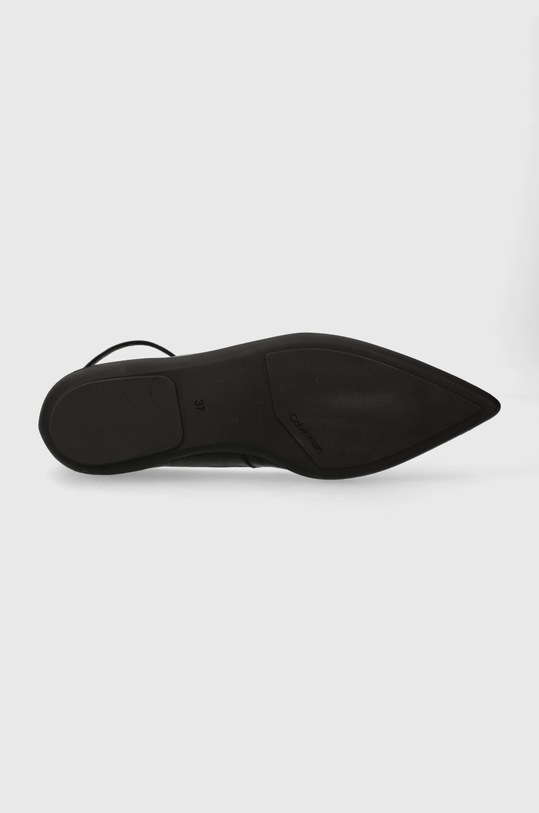Calvin Klein balerini de piele WRAPPED ANKLE STRAP BALLERINA HW0HW01840 negru