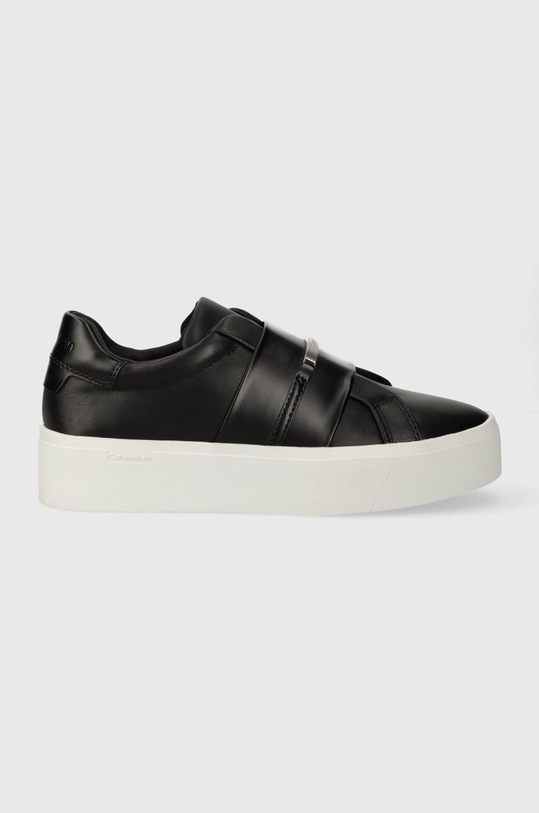 Tenisky Calvin Klein FLATFORM CUPSOLE SLIP ON W/HW imitace kůže černá HW0HW01862