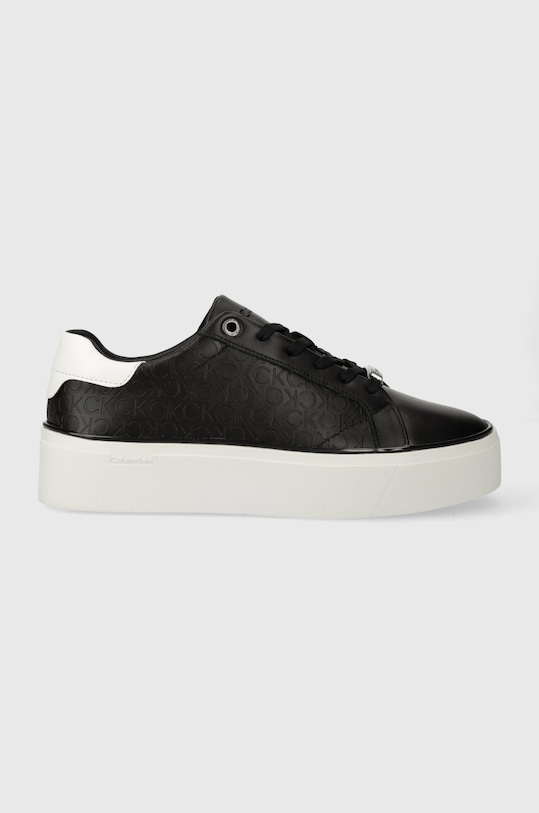 Calvin Klein sneakersy skórzane FLATFORM C LACE UP - MONO MIX Planet friendly czarny HW0HW01870