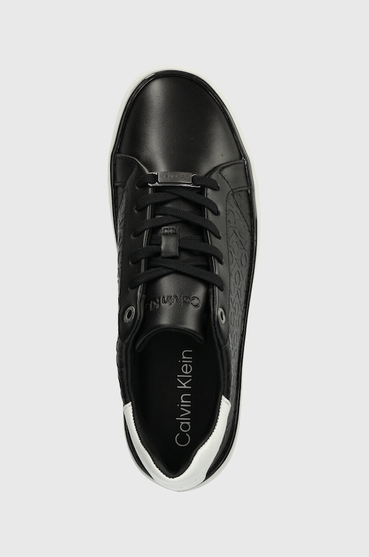 Calvin Klein sneakersy skórzane FLATFORM C LACE UP - MONO MIX czarny HW0HW01870