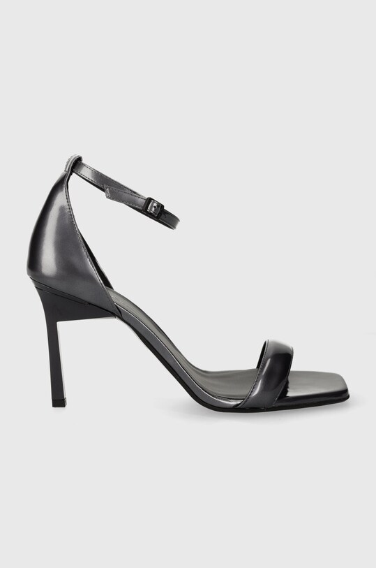 Шкіряні сандалі Calvin Klein GEO STIL SQUARE SANDAL 90-PEARL шпилька сірий HW0HW01993