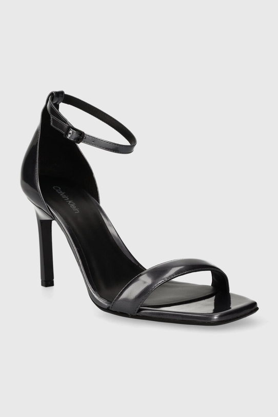 Calvin Klein sandały skórzane GEO STIL SQUARE SANDAL 90-PEARL HW0HW01993 szary SS24