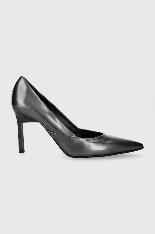 Calvin Klein szpilki skórzane GEO STILETTO PUMP 90 - PEARL szpilka szary HW0HW01998