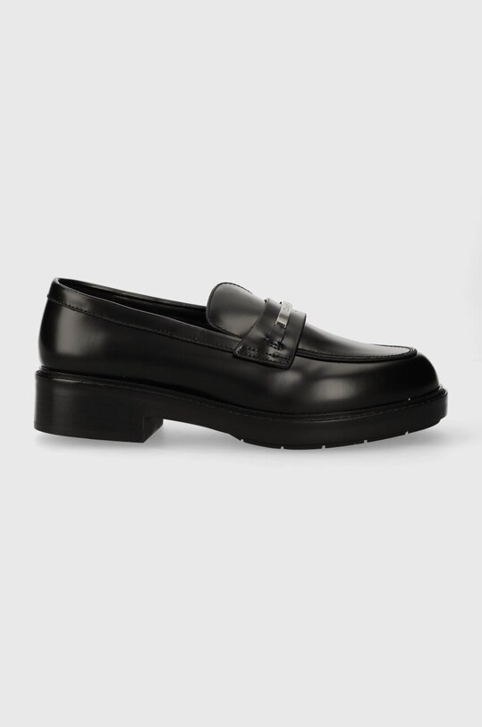 Kožne mokasinke Calvin Klein RUBBER SOLE LOAFER W/HW Planet friendly crna HW0HW02006