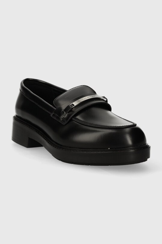 Calvin Klein mocasini de piele RUBBER SOLE LOAFER W/HW HW0HW02006 negru SS24