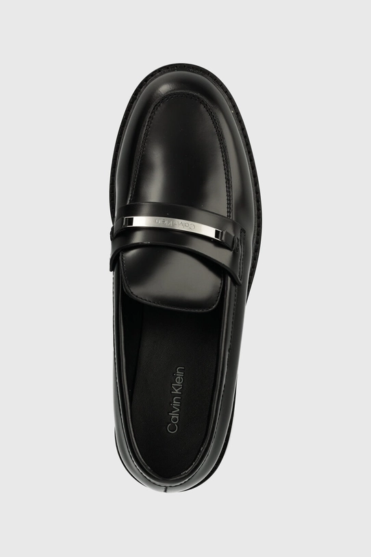 Calvin Klein mokasyny skórzane RUBBER SOLE LOAFER W/HW czarny HW0HW02006