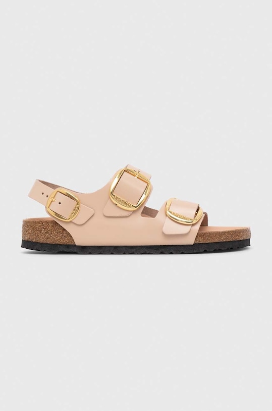 Birkenstock sandały skórzane Milano BB płaski beżowy 1026484