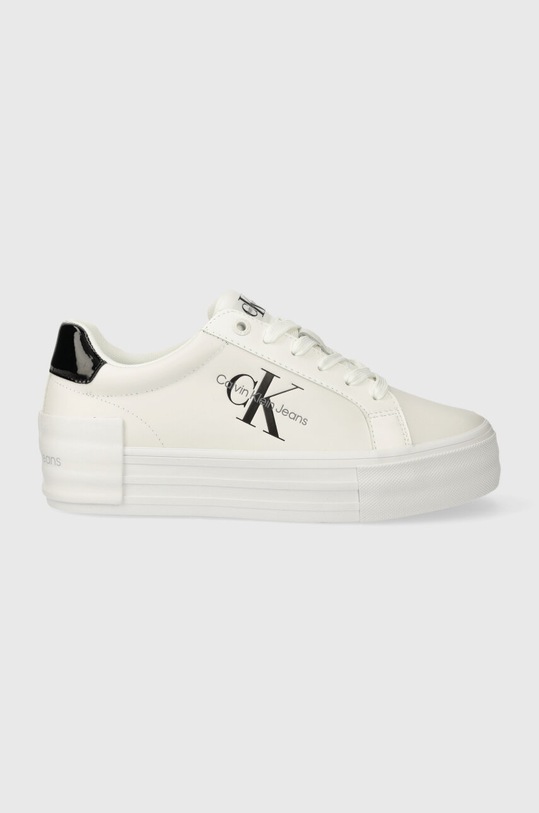 Calvin Klein Jeans sneakers BOLD VULC FLATF LOW LACE LTH ML pelle fiore bianco YW0YW01294
