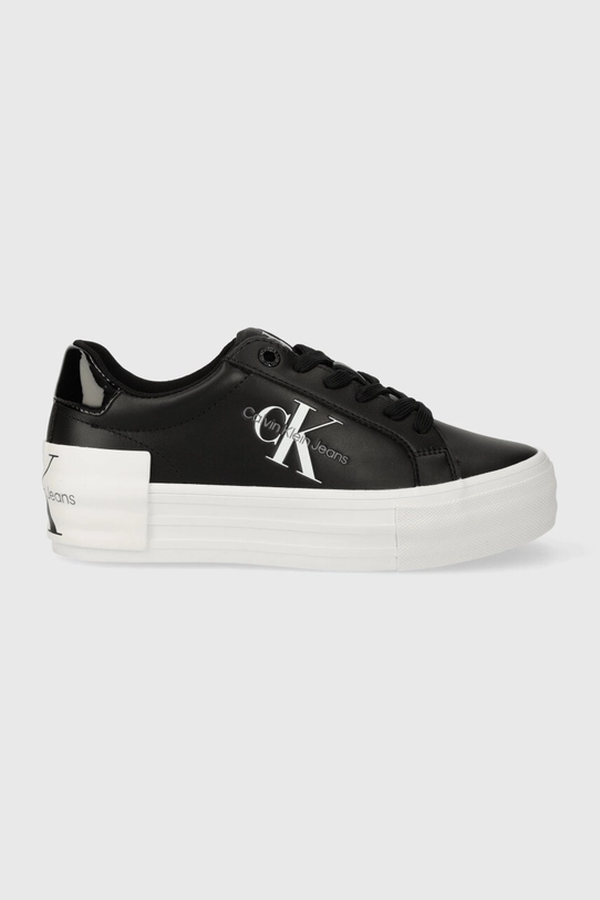 Sneakers boty Calvin Klein Jeans BOLD VULC FLATF LOW LACE LTH ML přírodní kůže černá YW0YW01294