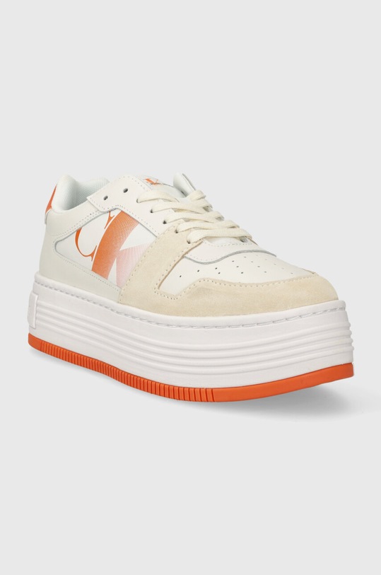 Calvin Klein Jeans sneakersy BOLD FLATF LOW LACE MIX NBS SAT YW0YW01308 biały SS24