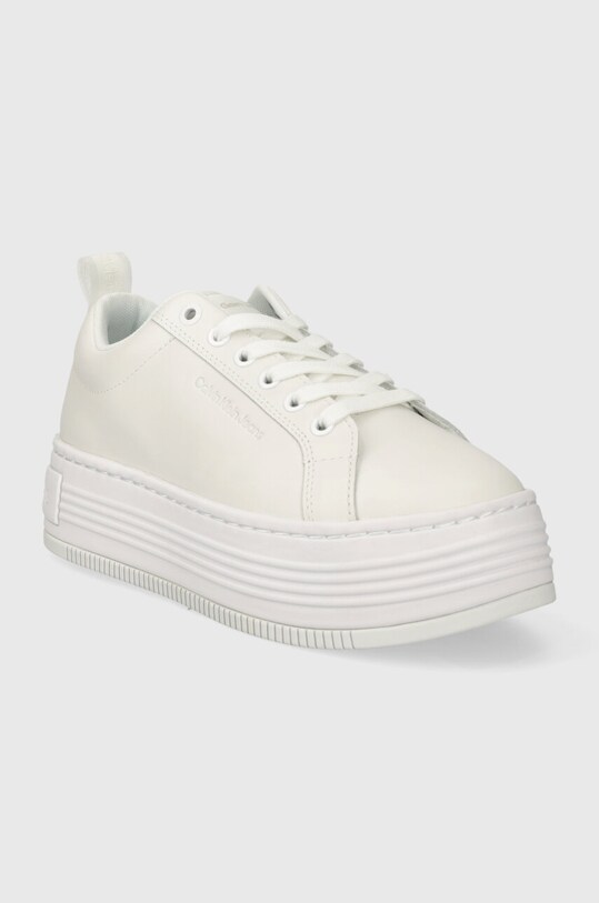 Kožne tenisice Calvin Klein Jeans BOLD FLATF LOW LACEUP LTH IN LUM YW0YW01309 bijela SS24