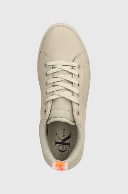 Calvin Klein Jeans bőr sportcipő BOLD FLATF LOW LACEUP LTH IN LUM bézs YW0YW01309