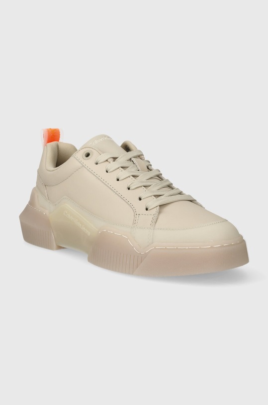 Calvin Klein Jeans bőr sportcipő CHUNKY CUPSOLE 2.0 LTH IN LUM YW0YW01313 bézs SS24