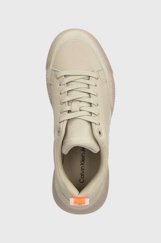 Calvin Klein Jeans bőr sportcipő CHUNKY CUPSOLE 2.0 LTH IN LUM bézs YW0YW01313