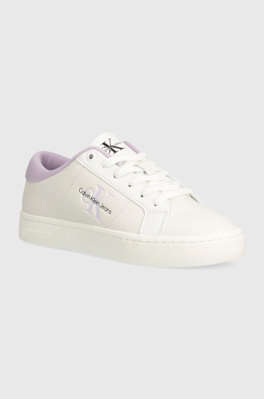 Calvin Klein Jeans sneakers in pelle CLASSIC CUPSOLE LOWLACEUP LTH WN flat bianco YW0YW01444