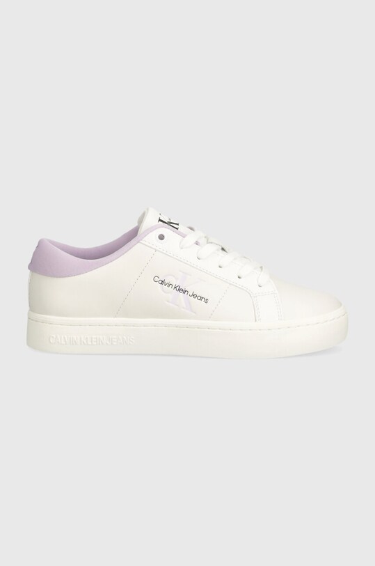 Calvin Klein Jeans sneakers in pelle CLASSIC CUPSOLE LOWLACEUP LTH WN YW0YW01444 bianco AW24