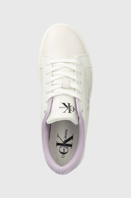 Calvin Klein Jeans sneakers in pelle CLASSIC CUPSOLE LOWLACEUP LTH WN bianco YW0YW01444