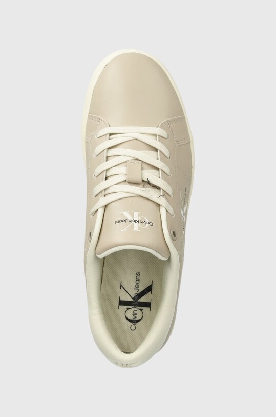 Calvin Klein Jeans sneakersy skórzane CLASSIC CUPSOLE LOWLACEUP LTH WN beżowy YW0YW01444