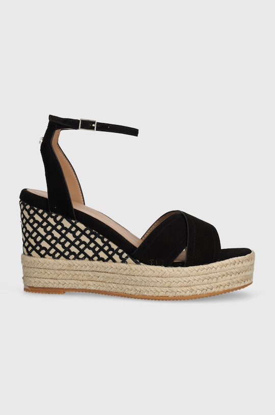 BOSS sandale din piele intoarsa Madeira coturn negru 50516698.001