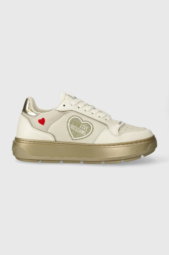 Love Moschino sneakersy skórzane tekstylny beżowy JA15204G1IJC290A