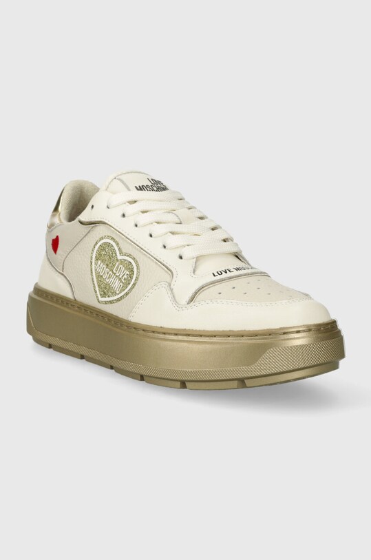 Love Moschino sneakersy skórzane JA15204G1IJC290A beżowy SS24