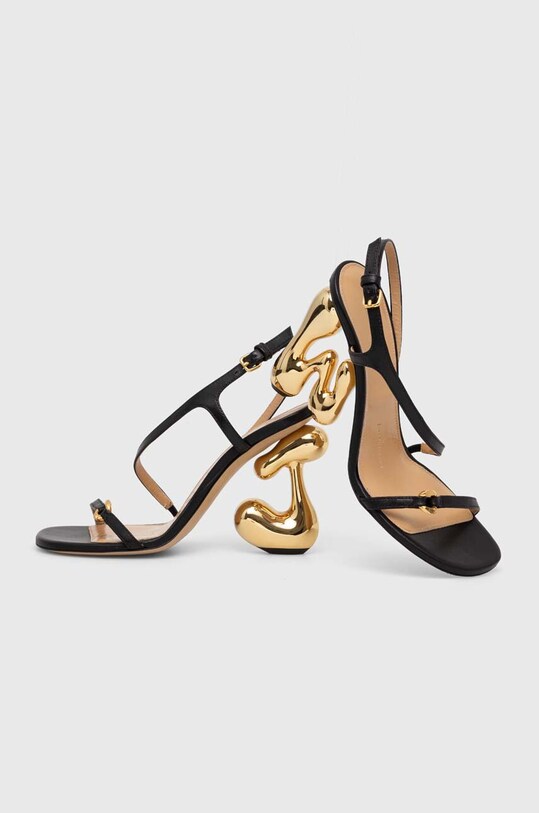 Δερμάτινα σανδάλια JW Anderson Bubble Heel φαρδύ τακούνι μαύρο ANW42050A.999