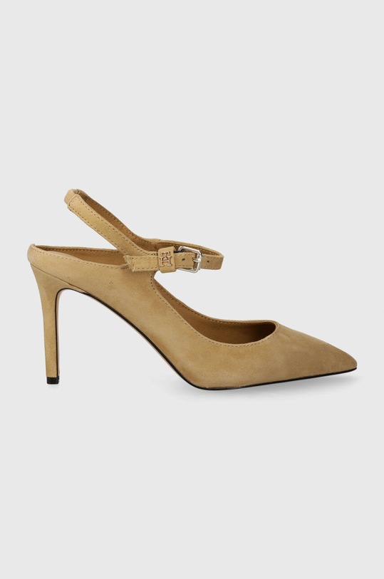 Замшеві туфлі Tommy Hilfiger TH POINTY STRAP HEEL шпилька бежевий FW0FW07693