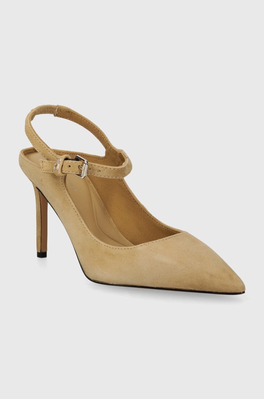 Замшеві туфлі Tommy Hilfiger TH POINTY STRAP HEEL FW0FW07693 бежевий SS24