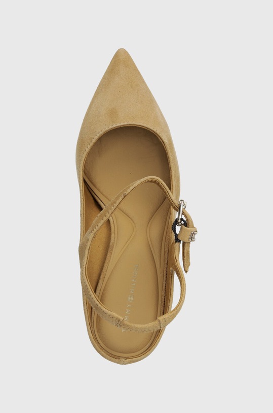 Замшеві туфлі Tommy Hilfiger TH POINTY STRAP HEEL бежевий FW0FW07693