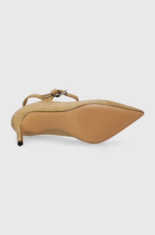 Замшеві туфлі Tommy Hilfiger TH POINTY STRAP HEEL FW0FW07693 бежевий