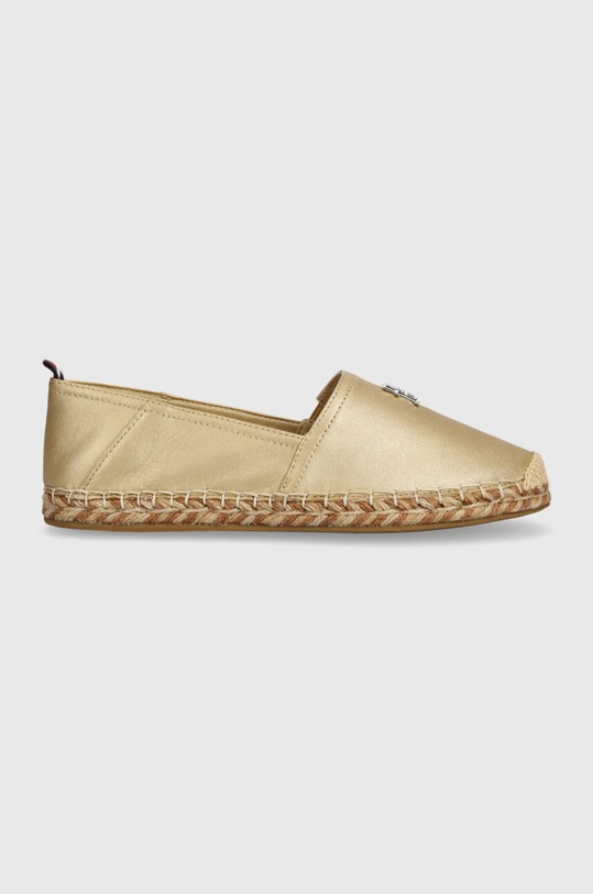 Tommy Hilfiger espadryle skórzane TH GOLD FLAT ESPADRILLE płaski złoty FW0FW07694