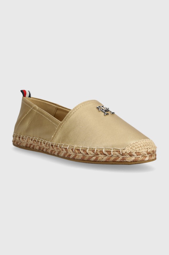 Tommy Hilfiger espadryle skórzane TH GOLD FLAT ESPADRILLE FW0FW07694 złoty SS24