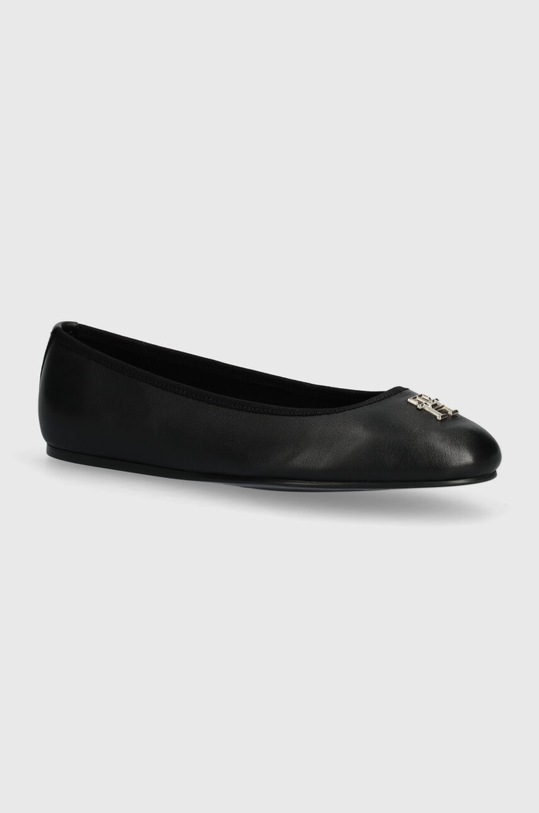 Kožené baleríny Tommy Hilfiger TH LEATHER BALLERINA černá FW0FW07712