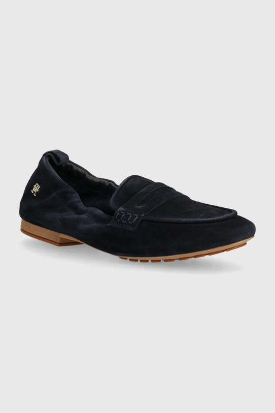 Mokasinke od brušene kože Tommy Hilfiger TH SUEDE MOCCASIN ravna mornarsko plava FW0FW07714