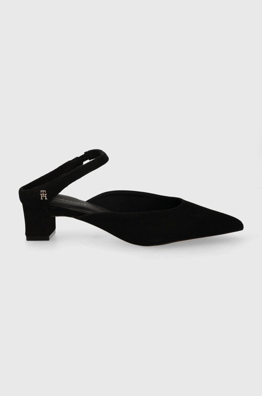 Semišové lodičky Tommy Hilfiger TH POINTY MID HEEL LEATHER MULE semišová kůže černá FW0FW07718