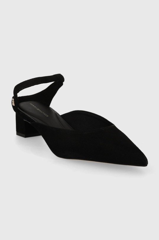 Semišové lodičky Tommy Hilfiger TH POINTY MID HEEL LEATHER MULE FW0FW07718 černá SS24
