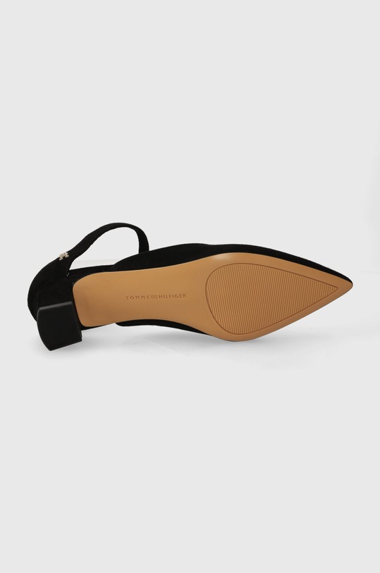 Semišové lodičky Tommy Hilfiger TH POINTY MID HEEL LEATHER MULE FW0FW07718 černá