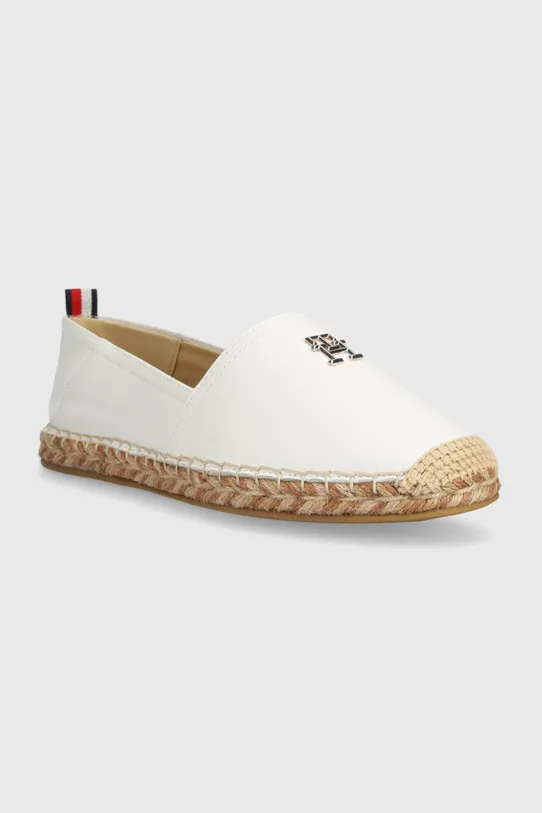 Кожени еспадрили Tommy Hilfiger TH LEATHER FLAT ESPADRILLE FW0FW07720 бял SS24