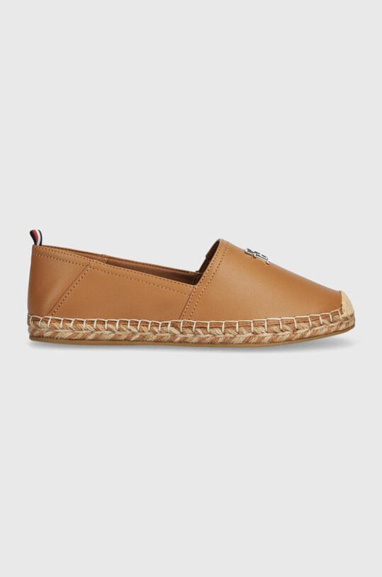 Tommy Hilfiger espadrile de piele TH LEATHER FLAT ESPADRILLE piele maro FW0FW07720