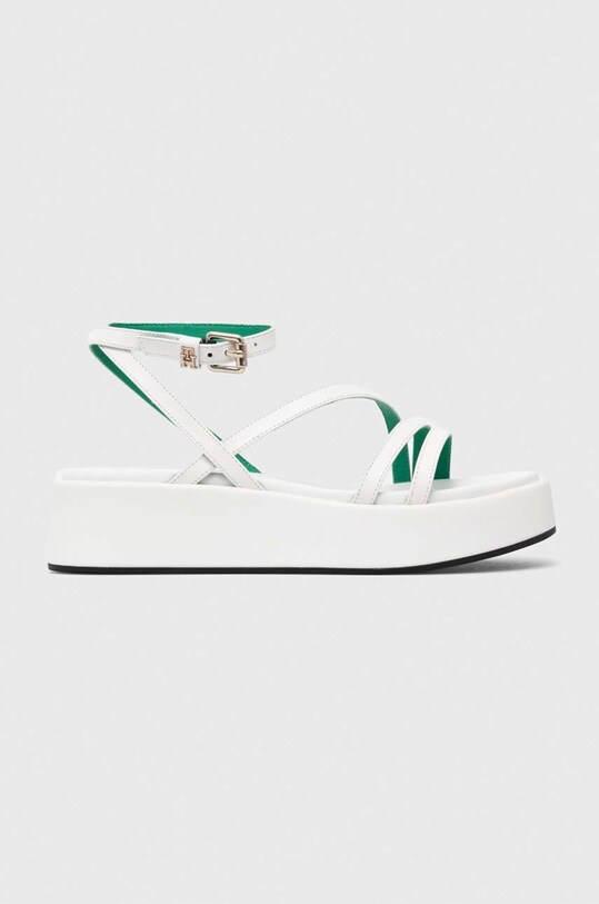 Δερμάτινα σανδάλια Tommy Hilfiger TH STRAP PLATFORM 5-8 cm λευκό FW0FW07728