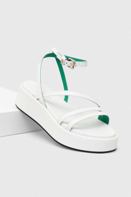 Tommy Hilfiger sandały skórzane TH STRAP PLATFORM FW0FW07728 biały SS24