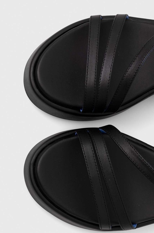 Tommy Hilfiger sandale de piele TH STRAP PLATFORM negru FW0FW07728