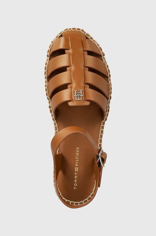 Tommy Hilfiger espadryle skórzane TH AUTHENTIC LEATHER ESPADRILLE brązowy FW0FW07743
