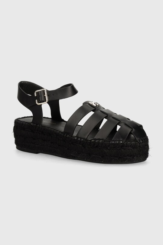 Kožené espadrilky Tommy Hilfiger TH AUTHENTIC LEATHER ESPADRILLE usňová koža čierna FW0FW07743