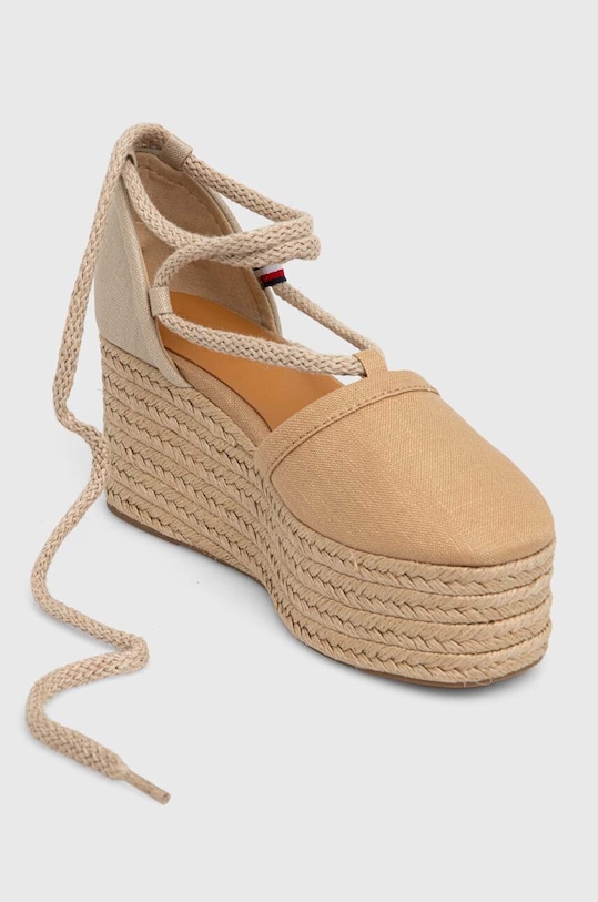 Tommy Hilfiger espadryle CLOSED TOE LINEN FLATFORM FW0FW07746 beżowy SS24