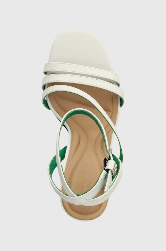 Tommy Hilfiger sandale de piele TH LEATHER BLOCK HIGH HEEL alb FW0FW07752