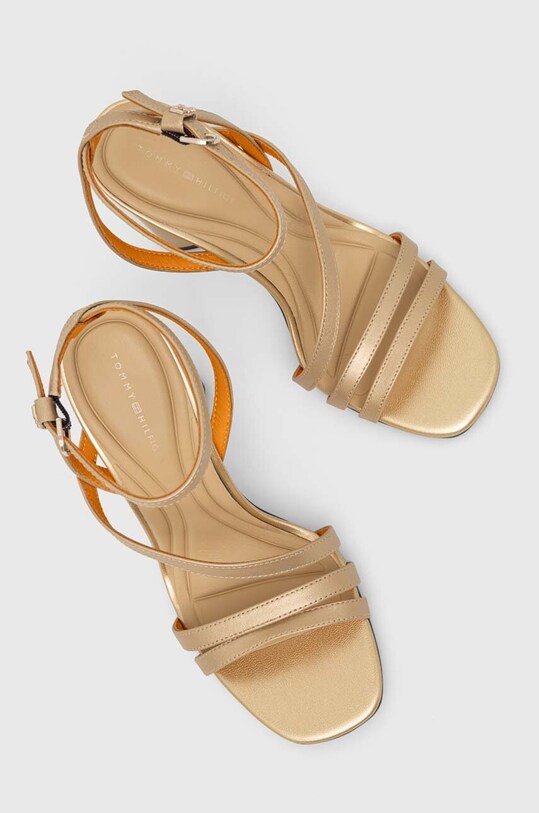 Tommy Hilfiger sandale de piele TH GOLD BLOCK HIGH HEEL aur FW0FW07753