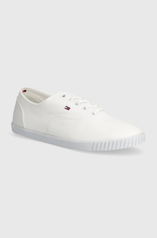 Tenisky Tommy Hilfiger CANVAS LACE UP SNEAKER plochá bílá FW0FW07805